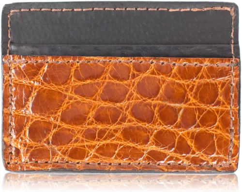 Vista 3 de Cartera magnética de piel de cocodrilo genuina