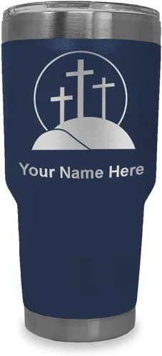 Vista 38 de LaserGram Vaso aislado al vacío de 20 onzas, cruz de calvario, grabado personalizado incluido (negro)