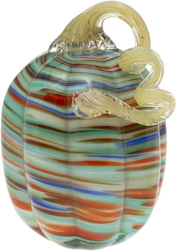 Vista 23 de Boston International Calabaza de cristal para otoño, cosecha, Acción de Gracias, decoración de mesa de vidrio soplado a mano, pequeño, remolino