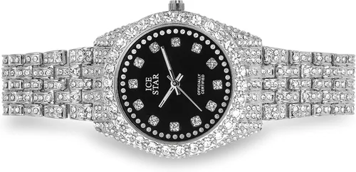 Vista 4 de Techno Pave Reloj elegante con esfera de diamantes de 1.260 in para mujer