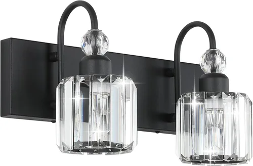 Vista 16 de Ralbay Modernas luces LED de cristal para tocador de baño, 3 luces de acero inoxidable, luces de tocador de cristal sobre el espejo, accesorios