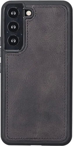 Vista 7 de HARDISTON Funda tipo cartera compatible con Samsung Galaxy S21, hecha a mano, de piel auténtica, cubierta magnética desmontable tipo flip con Negro