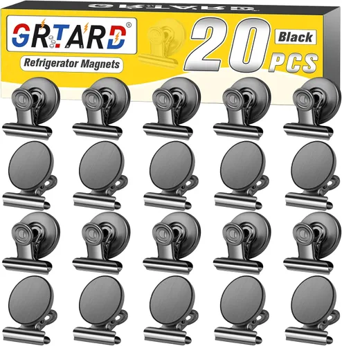 Vista 22 de Grtard Paquete de 6 clips magnéticos resistentes, clips magnéticos para refrigerador, imanes de refrigerador, clip magnético fuerte, imanes sin Negro