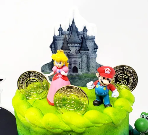 Vista 2 de Mario Brothers - Juego de decoración para pastel de cumpleaños con Mario y sus amigos