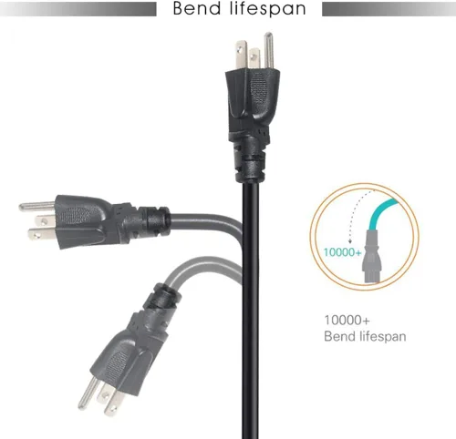 Vista 5 de Cable de alimentación para monitor de 3 pies – Cable de alimentación para computadora de PC, NEMA 5-15P a conector IEC C13 SVT 16AWG, cable