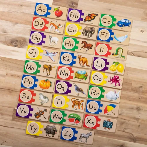 Vista 8 de Melissa & Doug Rompecabezas de madera del alfabeto autocorregido con caja de almacenamiento (52 piezas) rompecabezas ABC, rompecabezas del alfabeto