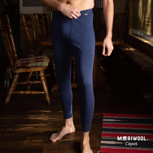 Vista 3 de MERIWOOL - Pantalones térmicos de lana merino 100% para hombre Negro
