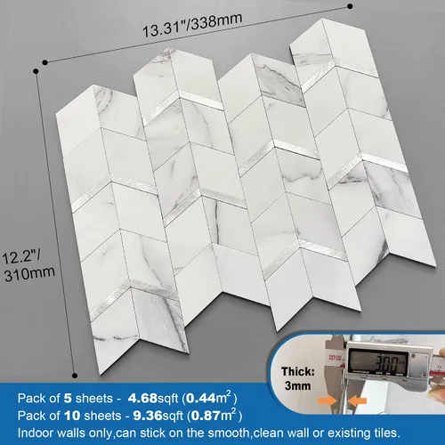 Vista 5 de MOFIT Protector contra salpicaduras despegar y pegar para cocina, panel de pared 3D azulejo despegar y pegar autoadhesivo protector contra