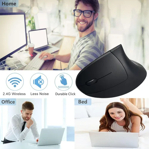 Vista 2 de Lekvey Ratón zurdo, ratón izquierdo ergonómico inalámbrico USB