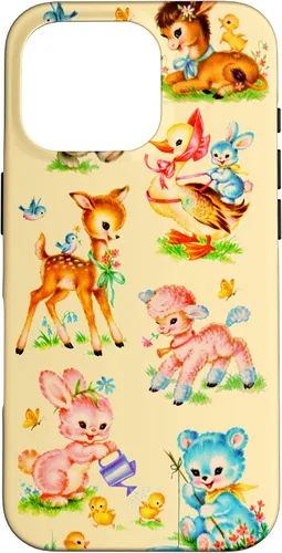 Vista 20 de Vintage Baby Animals Nursery 50's Retro Yellow Case for iPhone 17