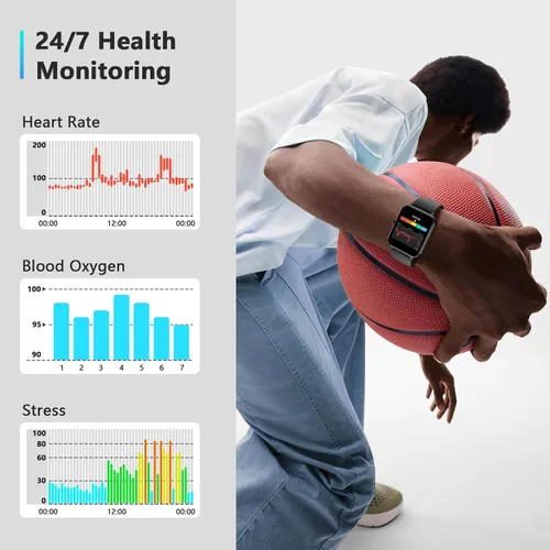 Vista 9 de Blackview Reloj inteligente 2025 (respuesta/hacer llamadas), reloj de fitness para hombres y mujeres con frecuencia cardíaca/spO2/monitor de sueño/2