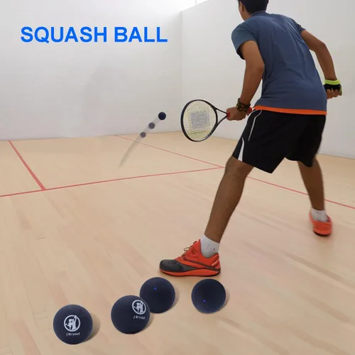 Vista 3 de J Bryant Squash Balls - Paquete de 4 bolas de goma de punto azul para principiantes y niños