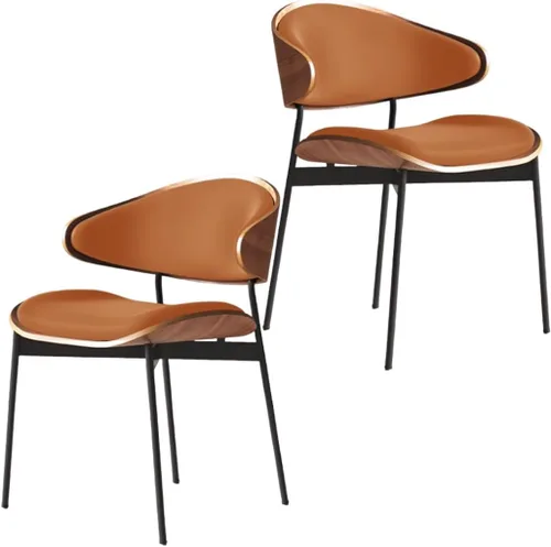 Vista 17 de YVYKFZD Juego de sillas de comedor de mediados de siglo, silla de comedor con respaldo curvado y patas de metal, sillas de cocina tapizadas de Negro