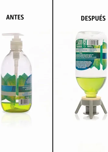 Vista 5 de Flip-It! Kit de vaciado de botellas: voltea la botella boca abajo para obtener cada gota. Adaptadores adicionales incluidos para adaptarse a