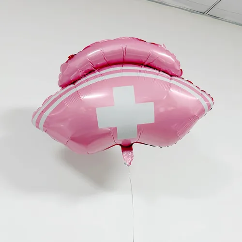 Vista 2 de 3 globos rosados con gorro de enfermera/decoraciones de fiesta de enfermera/decoraciones de graduación de enfermera/suministros de fiesta