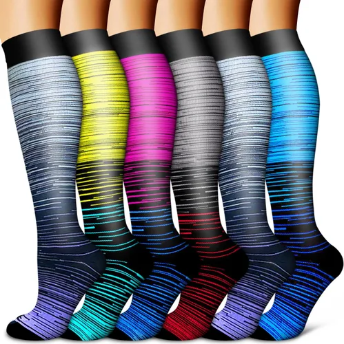 Vista 37 de Copper Compression Socks for Women & Men (6 pairs) - Best Support for Nurses, Running, Hiking, Recovery 01 Rayas Negras