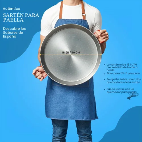 Vista 8 de Garcima olla para paella de acero al carbono, de 18 pulgadas, 46 cm