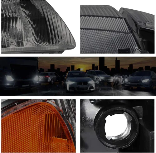 Vista 4 de Juego de 2 faros delanteros compatibles con Mazda 626 98-99, carcasa ahumada/esquina ámbar
