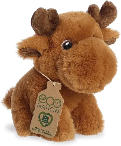 Vista 2 de Aurora Animal de peluche Eco Nation Mini Alce hecho de forma responsable, ideal para aventuras de juego, perfecto para cumpleaños o simplemente
