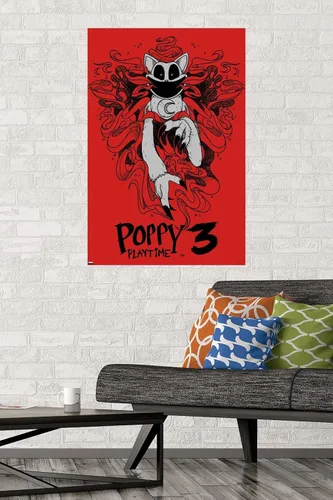 Vista 2 de Poppy Playtime: Capítulo 3 - Póster de pared ahumado, 34 pulgadas de largo x 22.4 pulgadas de ancho, versión sin marco