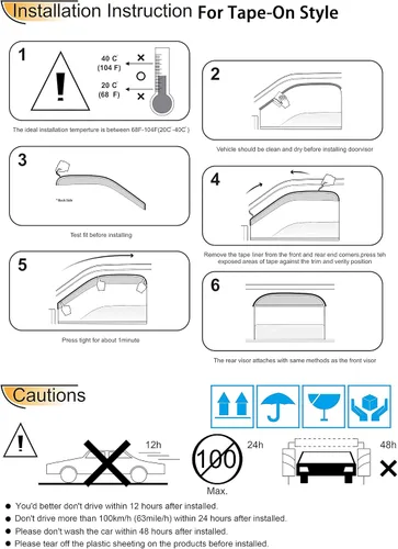 Vista 6 de Protector de lluvia solar Deflector de viento para ventana Ford F150 1997-2003 Super/Extended Cab 1997-1999 F250 Light Duty Super/Extended Cab, 4