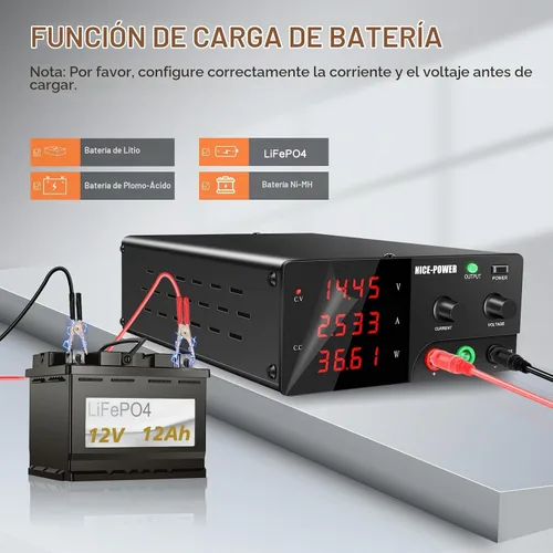 Vista 6 de NICE-POWER Fuente de alimentación de CC variable, 0-30V 0-20A 600W Fuente de alimentación de banco de alta potencia con perilla de codificador e