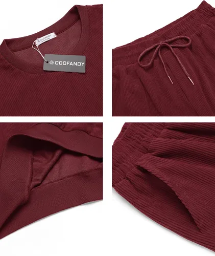Vista 5 de COOFANDY Conjunto deportivo de 2 piezas para hombre, sudadera de manga larga, sin botones, para deportes, casual, fitness, trotar