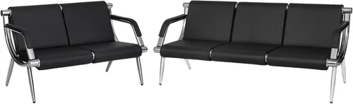 Vista 15 de kinbor Silla de invitados para sala de espera, silla de recepción de oficina de cuero PU, negro