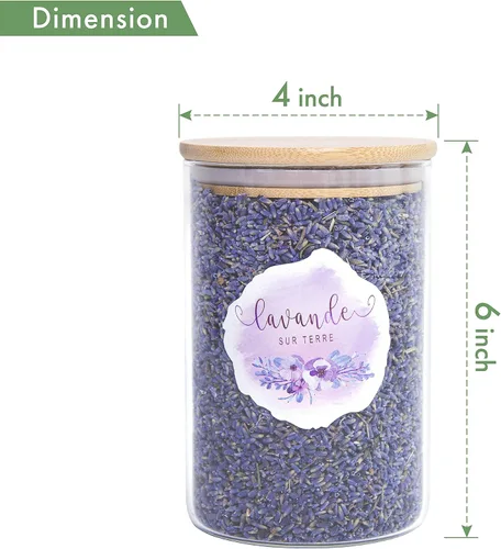 Vista 3 de Lavande Sur Terre 4 tazas de lavanda en botella de vidrio pequeña, brotes de flores de lavanda secas Highland, LV-G-2