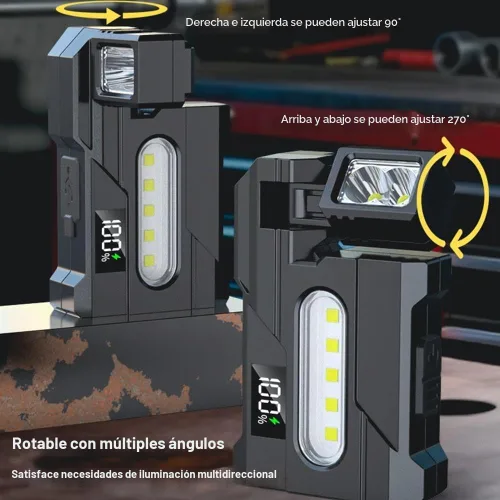 Vista 3 de Mini linterna de 1200 lúmenes, súper brillante, 3 modos, mini linternas planas de bolsillo LED, recargable, portátil, ABS, pequeña luz LED doble