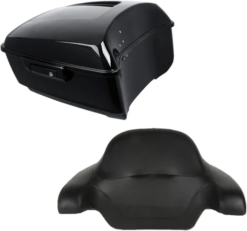 Vista 20 de XMT-MOTO King Tour Trunk + almohadilla de respaldo envolvente+estante de montaje negro+accesorios de acoplamiento para Harley Touring Road King Road