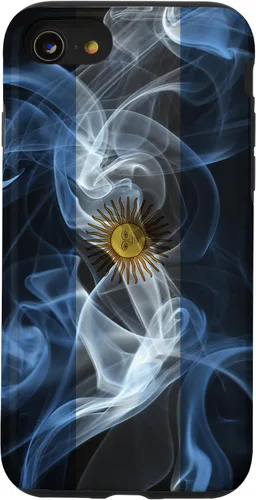 Vista 18 de iPhone 16 Smoky Argentina Flag - Funda de orgullo argentino estilo humo