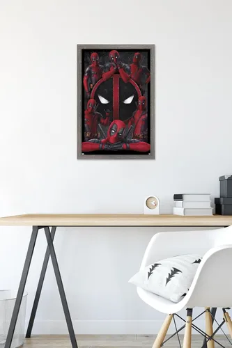 Vista 6 de Trends International Marvel Deadpool Legacy - Póster de collage de pared, 22.4 pulgadas de largo x 14.7 pulgadas, versión enmarcada de madera