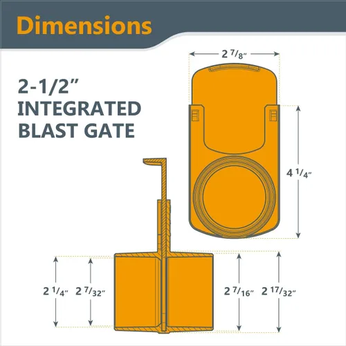 Vista 7 de POWERTEC 70294-P6 - Puerta de ráfaga integrada de 2-1/2 pulgadas, resistente a obstrucciones, ajuste de plástico ABS cónico antihuecos para sistemas
