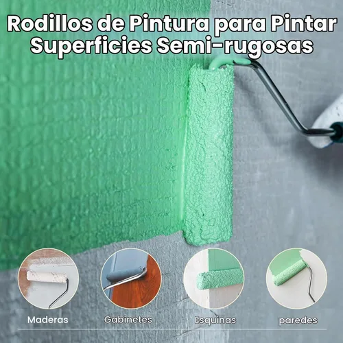 Vista 4 de Mister Rui Rodillo de pintura de microfibra de 4 pulgadas, paquete de 10 cubiertas de rodillo de pintura pequeñas, siesta de 0.394 pulgadas, mini