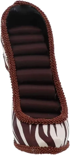 Vista 3 de SandT Collection Animal Print Shoe 8 Ring Holder - Marrón