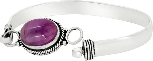 Vista 3 de Pulseras de piedras preciosas ovaladas naturales para mujer Amatista