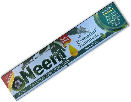 Vista 6 de Essential Palace Neem Pasta de dientes esencial 5 en 1 sin flúor [Paquete de 6, color blanco, 6.5 onzas]