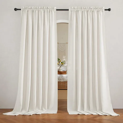 Vista 116 de RYB HOME - Cortinas de lino texturizado semitranslúcidas, privacidad media, filtro de luz, decoración de ventana para dormitorio/baño/sala de estar