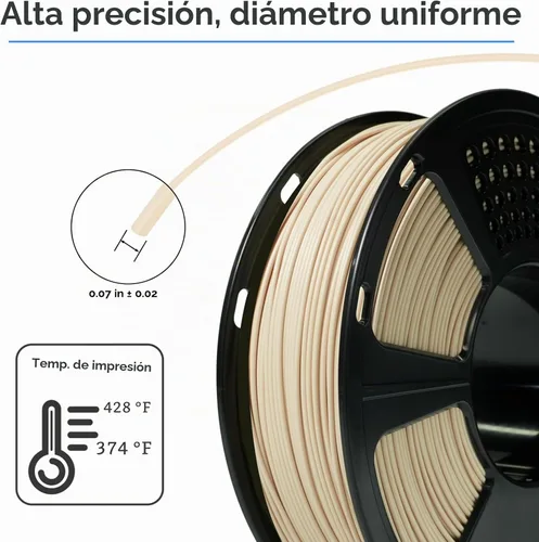 Vista 8 de GIANTARM Filamento de ácido poliláctico (PLA), filamento beige para impresora 3D, carrete de 2.2 libras, precisión de dimensión de 0.069 in +
