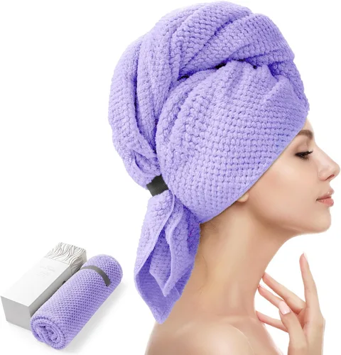 Vista 9 de YFONG Toalla Envolvente Grande para Cabello para Mujeres, Toalla de Cabello de Microfibra Súper Absorbente para Cabello Rizado, Turbantes de Cabello