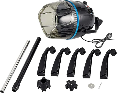 Vista 9 de Secador de pelo profesional de 1300W ajustable con capucha, de pie, base giratoria, con ruedas, para salón. Negro