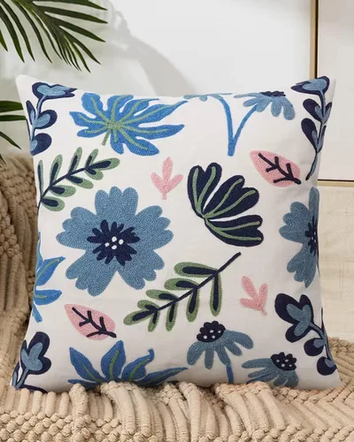 Vista 24 de JASEN Funda de almohada bordada de gato de 18 x 18 pulgadas, funda de almohada decorativa de algodón para sofá, dormitorio, sala de estar, casa