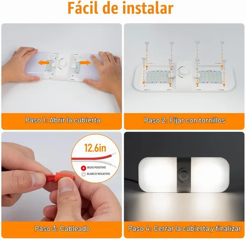Vista 8 de CT CAPETRONIX Luces Interiores para RV 1700LM, Luces para Camper de 3 Colores TEM, Regulables 12v Voltios Luminaria de Luces LED, Luz de Cúpula