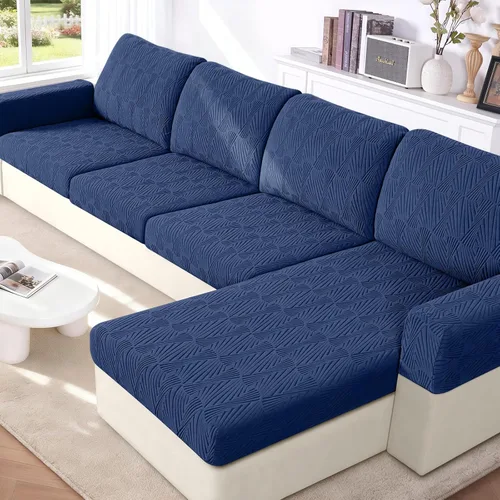 Vista 13 de VANSOFY Fundas de cojín para sofá seccional, Fundas de cojín de sofá de jacquard elásticas, Fundas protectoras lavables para muebles de sofá