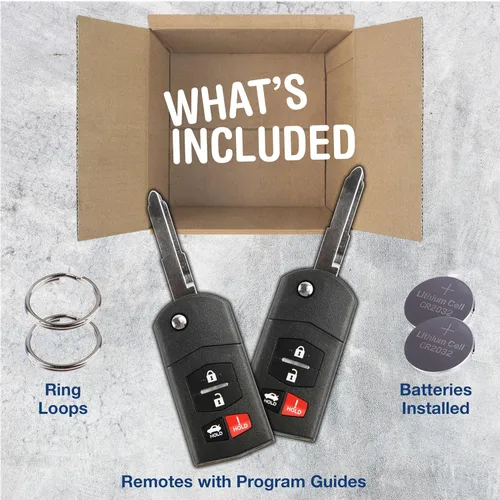 Vista 3 de 2 llaveros de repuesto KeylessOption para Mazda MX-5 Mazda 3 Mazda 6 2010, 2011, 2012, 2013, 2014, 2015, Mazda 3, Mazda 3, Mazda 6, 4 botones