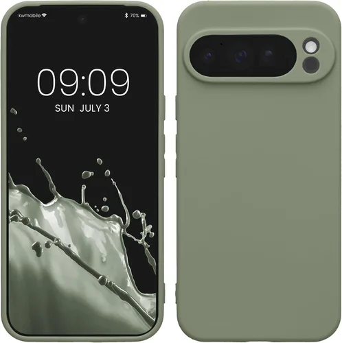 Vista 162 de kwmobile Funda compatible con Google Pixel 9 - Funda protectora delgada de TPU para teléfono - Acabado mate suave - Piedra antigua