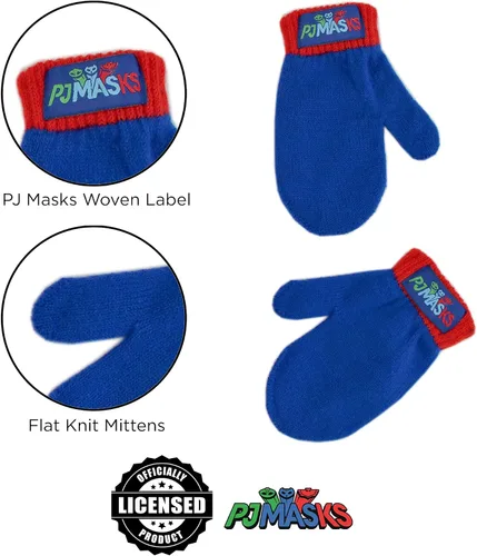 Vista 12 de PJ Masks Conjunto de gorro y mitones de invierno para niños, gorro para niños pequeños