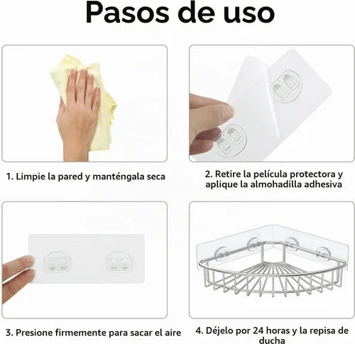 Vista 4 de Ganchos adhesivos de repuesto para baño, sin taladrar