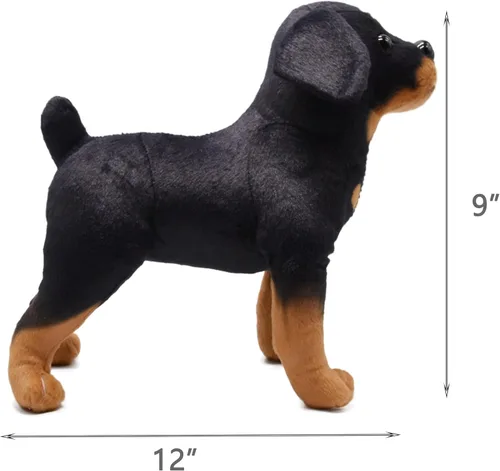 Vista 6 de BABOLI Rottweiler realista animal de peluche extremadamente realista Rottie perro juguete negro cachorro muñeca para niños regalo o colección